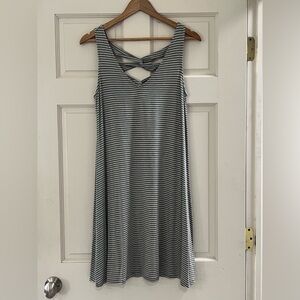 Cable & Gauge Black and White Striped Midi Dress